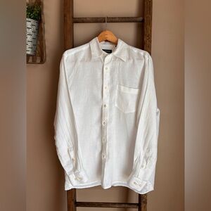 Orvis White Linen Button-Down Shirt
